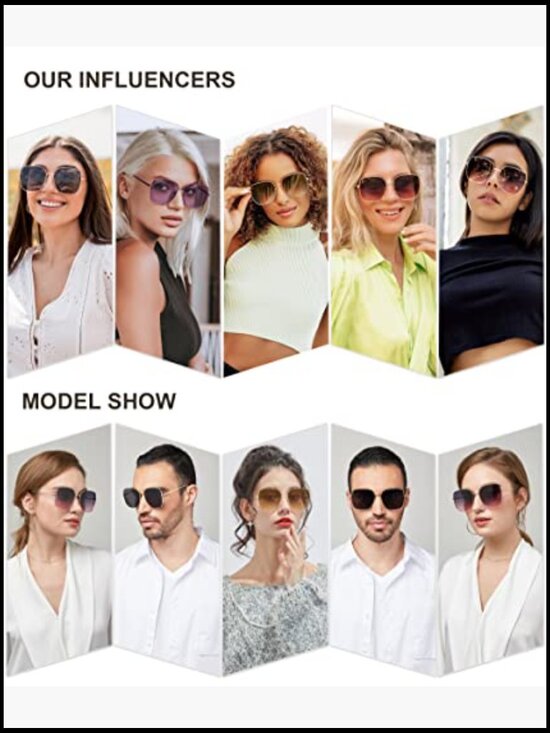 Oversized Square Metal Frame Sunglasses UV400 Protection Retro Style main image 6
